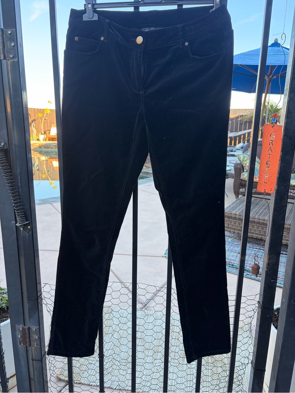 INC International Concepts Slim Straight Black velvet pants